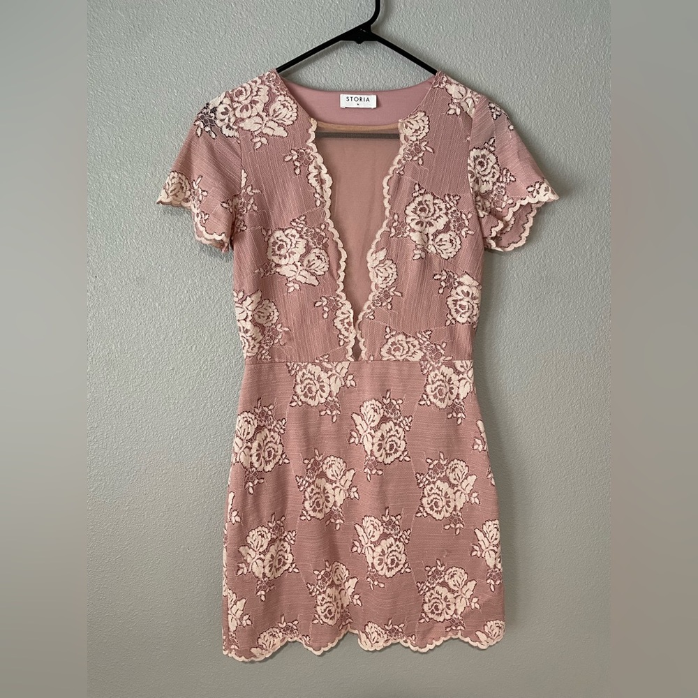 Peekaboo Lace Mini Dress Storia Pink